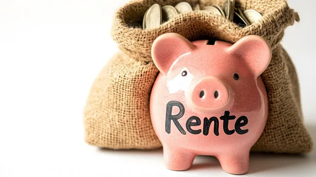 Sparschwein mit Rente-Schriftzug und Geldsack