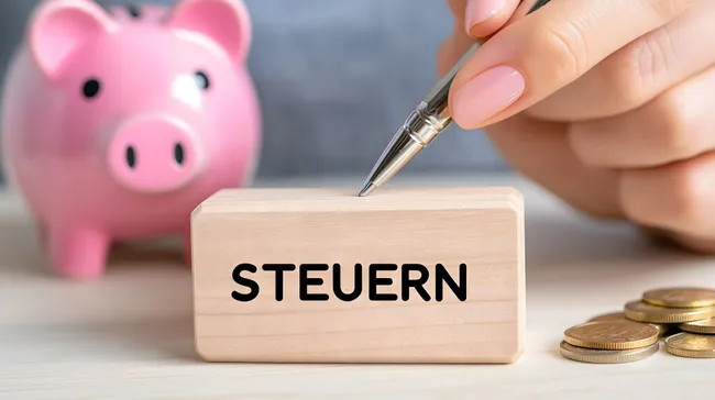 Sparschwein und Münzen - Finanzplanung und Steuern