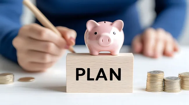 Sparschwein und Münzen für Finanzplanung