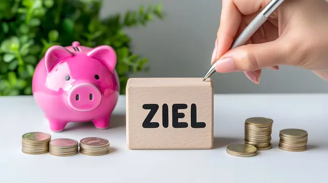 Sparschwein und Münzen - Geldsparen mit Ziel