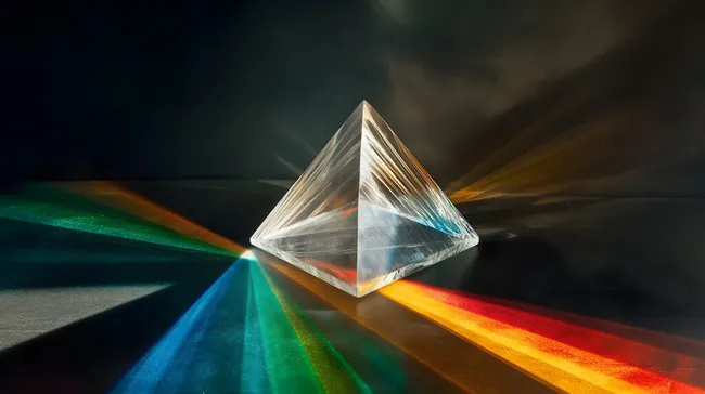 Spektakuläre Glaspyramide mit Regenbogeneffekt