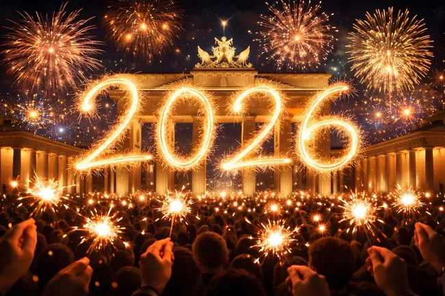 Spektakuläres Silvester-Feuerwerk am Brandenburger Tor in Berlin