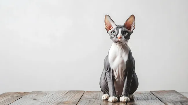 Sphynx-Katze mit nachdenklichem Blick in Nahaufnahme
