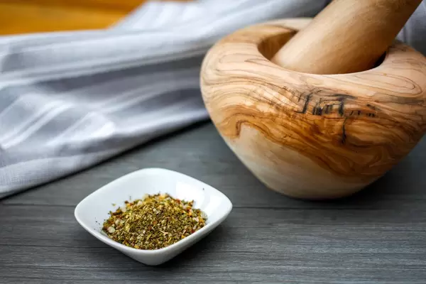 Spice With Mortar Close-Up