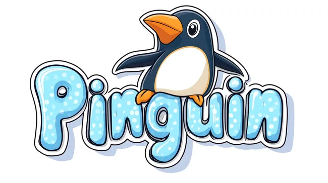 Spielerischer Pinguinaufkleber in leichtem Design