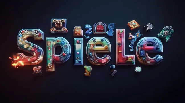 Spielzeug-Schriftzug in dynamischer 3D-Optik