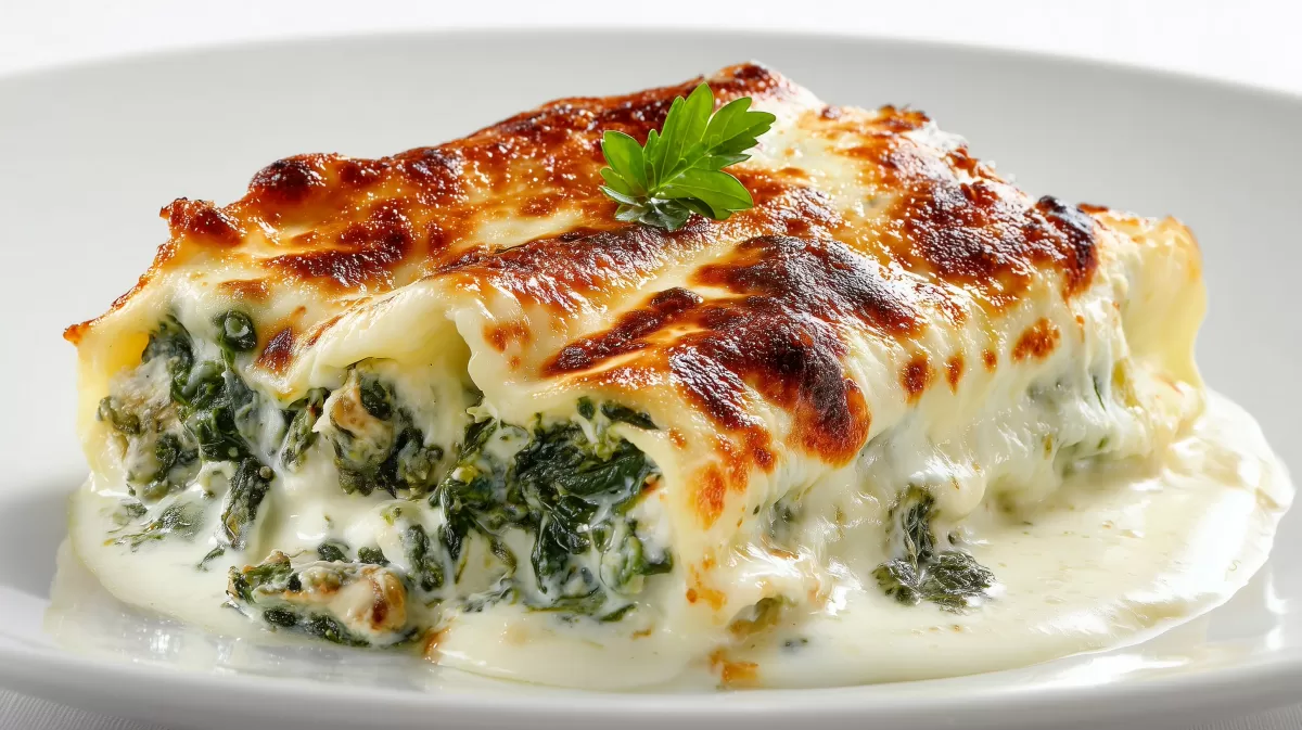 Spinat Gorgonzola Cannelloni mit cremiger Béchamel