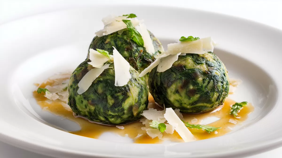 Spinatknödel mit Salbeibutter und Parmesan