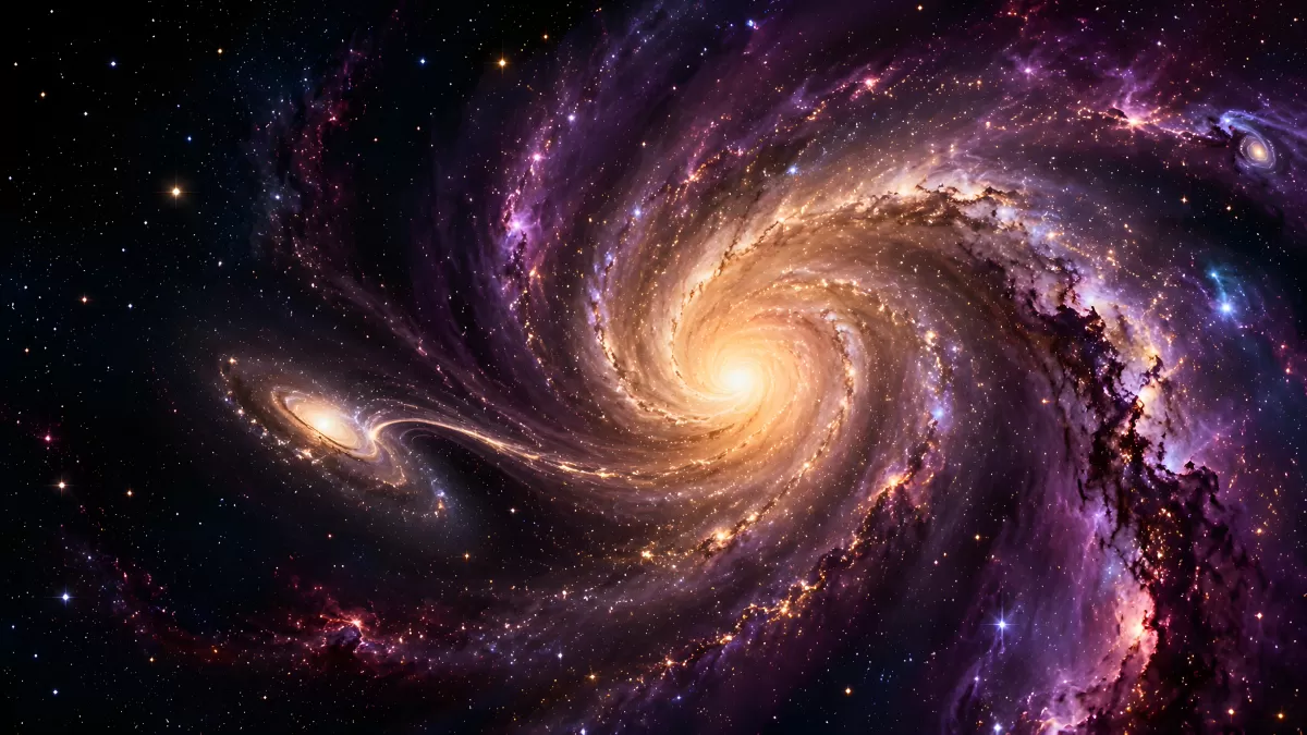 Spiralgalaxie mit leuchtenden Sternenwirbeln im All