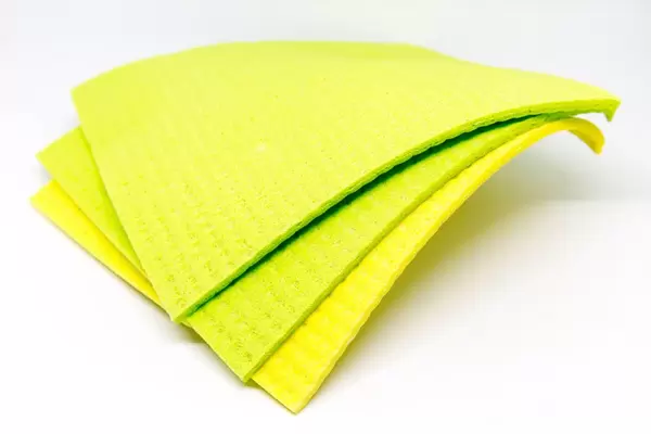 Sponge cloths on white background