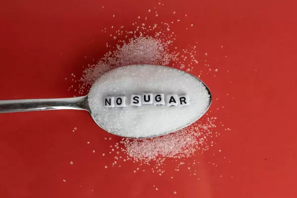 Spoon with no sugar text