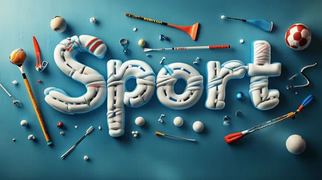 Sport aus verschiedenen Sportgeräten zusammengesetzt