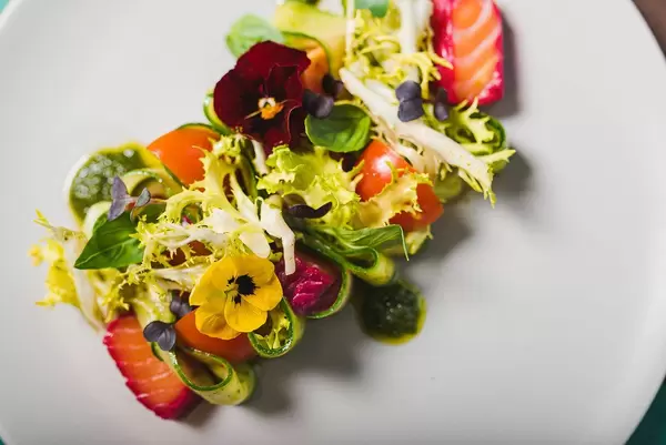 Spring Salad With Salmon, Cucumber And Tomatoes