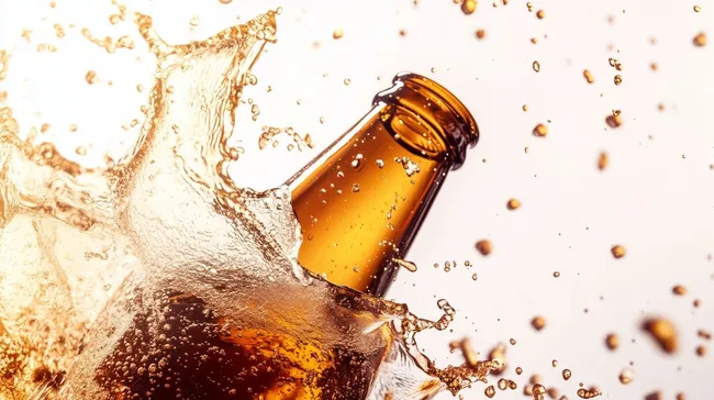 Spritzender Biergenuss auf weißem Hintergrund