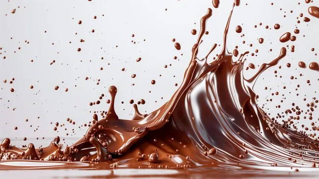 Spritziger Schokoladenspritzer auf weißem Hintergrund