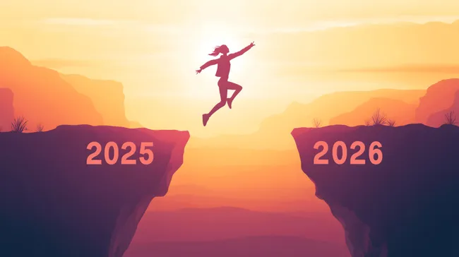 Sprung in die Zukunft - Sonnenuntergangsilhouette