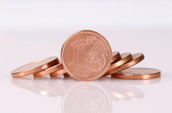 Stack of euro cent coins