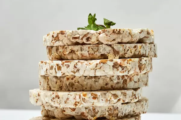 Stack of puffed rice snack