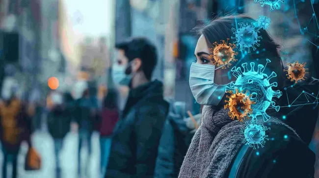 Stadtmenschen tragen Schutzmasken während der Pandemie