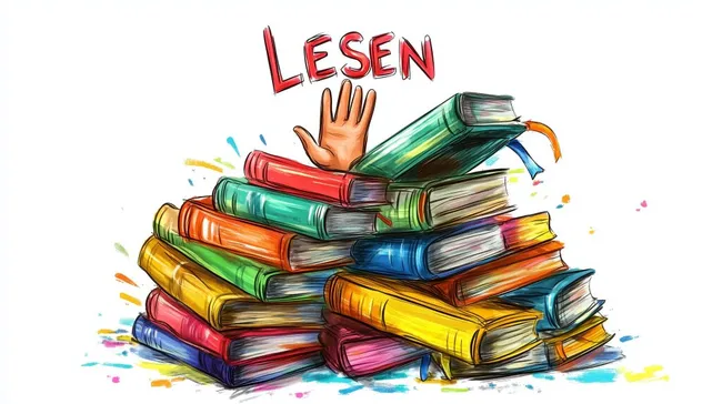 Stapel bunter Bücher - Illustration zum Thema Lesen
