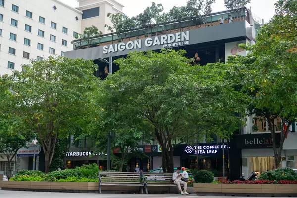 Starbucks Coffee and The Coffee Bean & Tea Leaf under Saigon Garden at Nguyen Hue Walking Street in Ho Chi Minh City, Vietnam