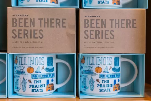 Starbucks' "Illinois - The prairie State" souvenir mugs from their "Been there series"