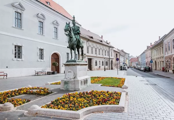 Statue in front of St. Matthias Church in Budapest