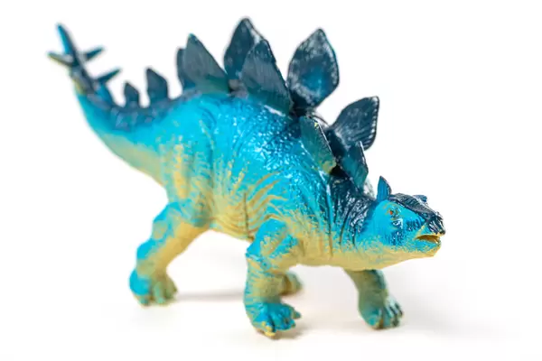 Stegosaurus dinosaur toy on white background