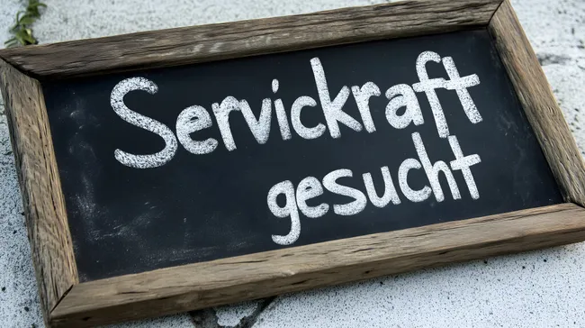 Stellenanzeige für Servicekraft auf Kreidetafel