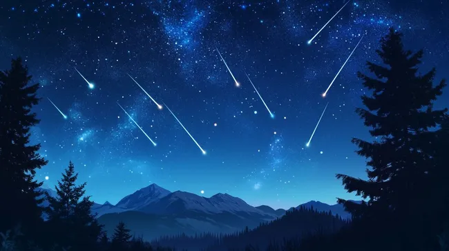 Sternschnuppenfunkelnd über Berglandschaft