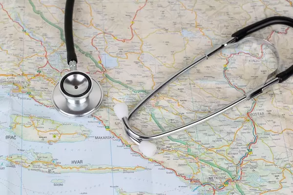 Stethoscope on map