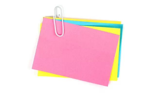 Stickers for notes with paper clip on white background