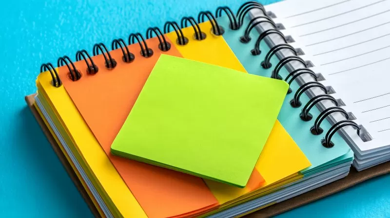 Sticky Notes and Spiral Notebooks Office Background
