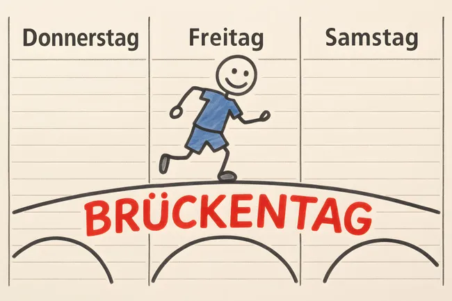 Stilisierte Illustration zum Brückentag mit Wochentagen
