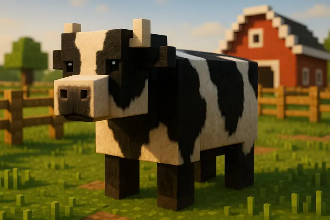 Stilisierte Kuh auf rustikalem Bauernhof