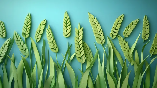 Stilisierte Weizengräser vor blauem Hintergrund