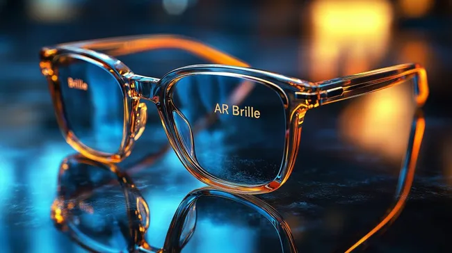 Stilvolle AR-Brille auf schimmerndem Hintergrund