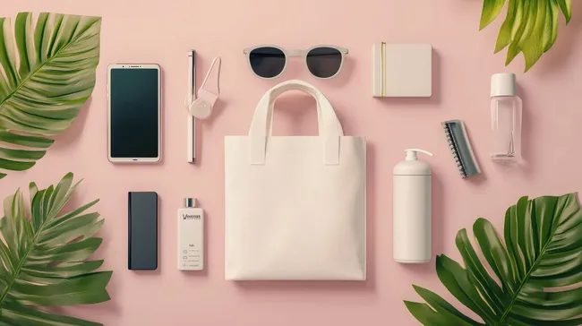 Stilvolle Frühlings-Produktkomposition auf Pastellfarben