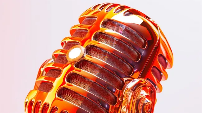 Stilvolle Nahaufnahme eines orange-farbigen Retro-Mikrofons