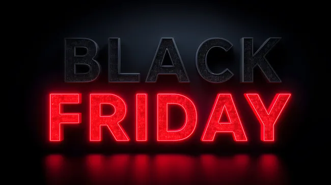 Stilvolle Schwarze Freitag Werbung mit Neonlicht