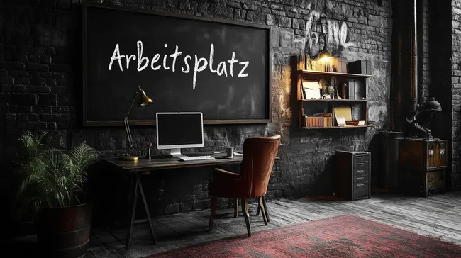 Stilvoller industrieller Arbeitsplatz in Vintage-Optik