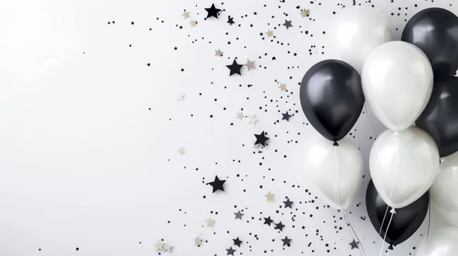 Stimmungsvolle Feier mit Luftballons und Sternen