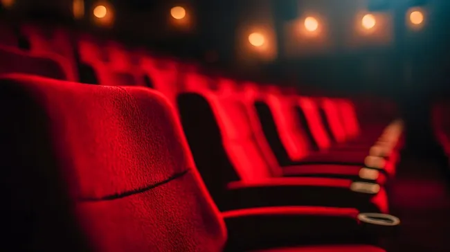 Stimmungsvolle Kinositzreihe in roter Farbgebung