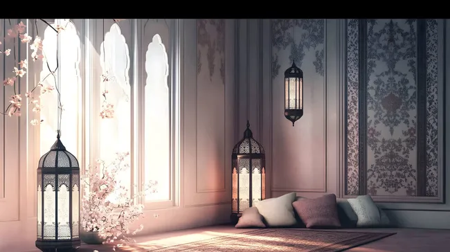 Stimmungsvolle Ramadan-Deko mit Laternen und Blüten