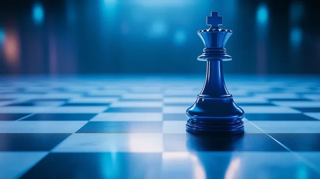 Stimmungsvoller Schachkönig in königsblauer Atmosphäre