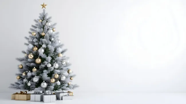 Stimmungsvoller Weihnachtsbaum mit goldenen und silbernen Kugeln