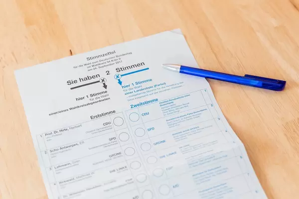 Stimmzettel für die Wahl zum Deutschen Bundestag am 24. September 2017