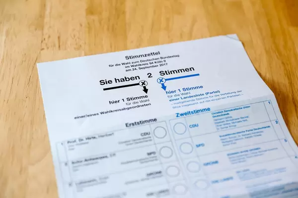Stimmzettel für die Wahl zum Deutschen Bundestag