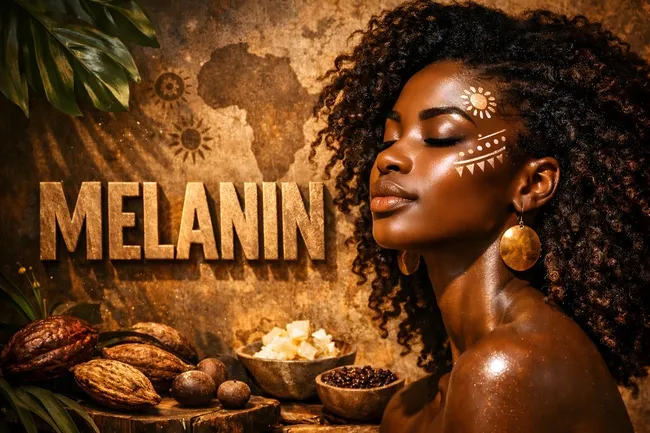 Stolze afrikanische Schönheit mit Melaninutensilien