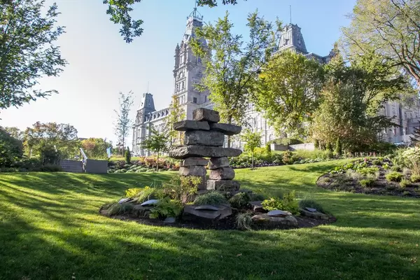 Stone Inuksuk in a Park.